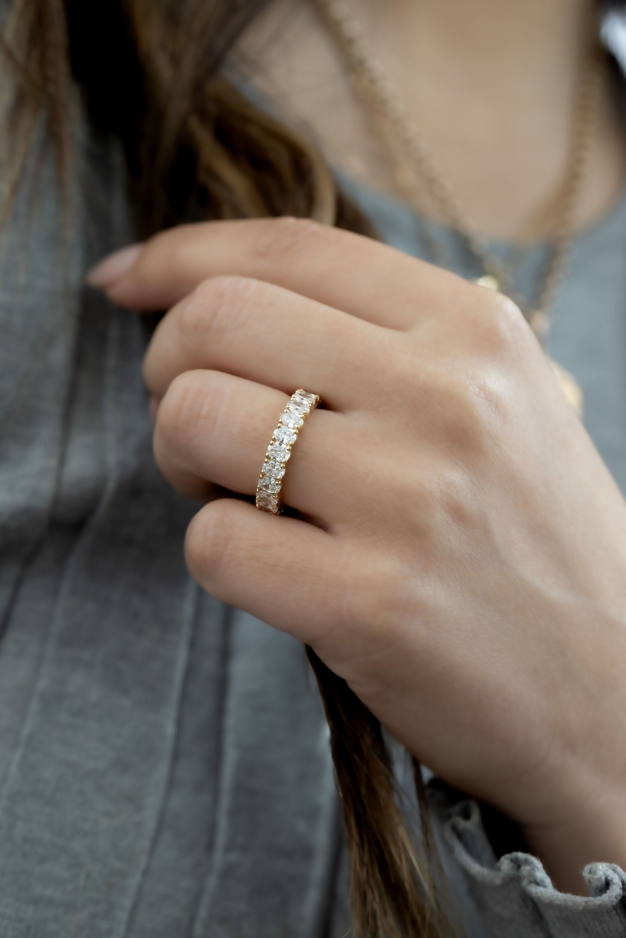 0.25 TCW Round Shaped Half Eternity Lab Grown Diamond Wedding Band